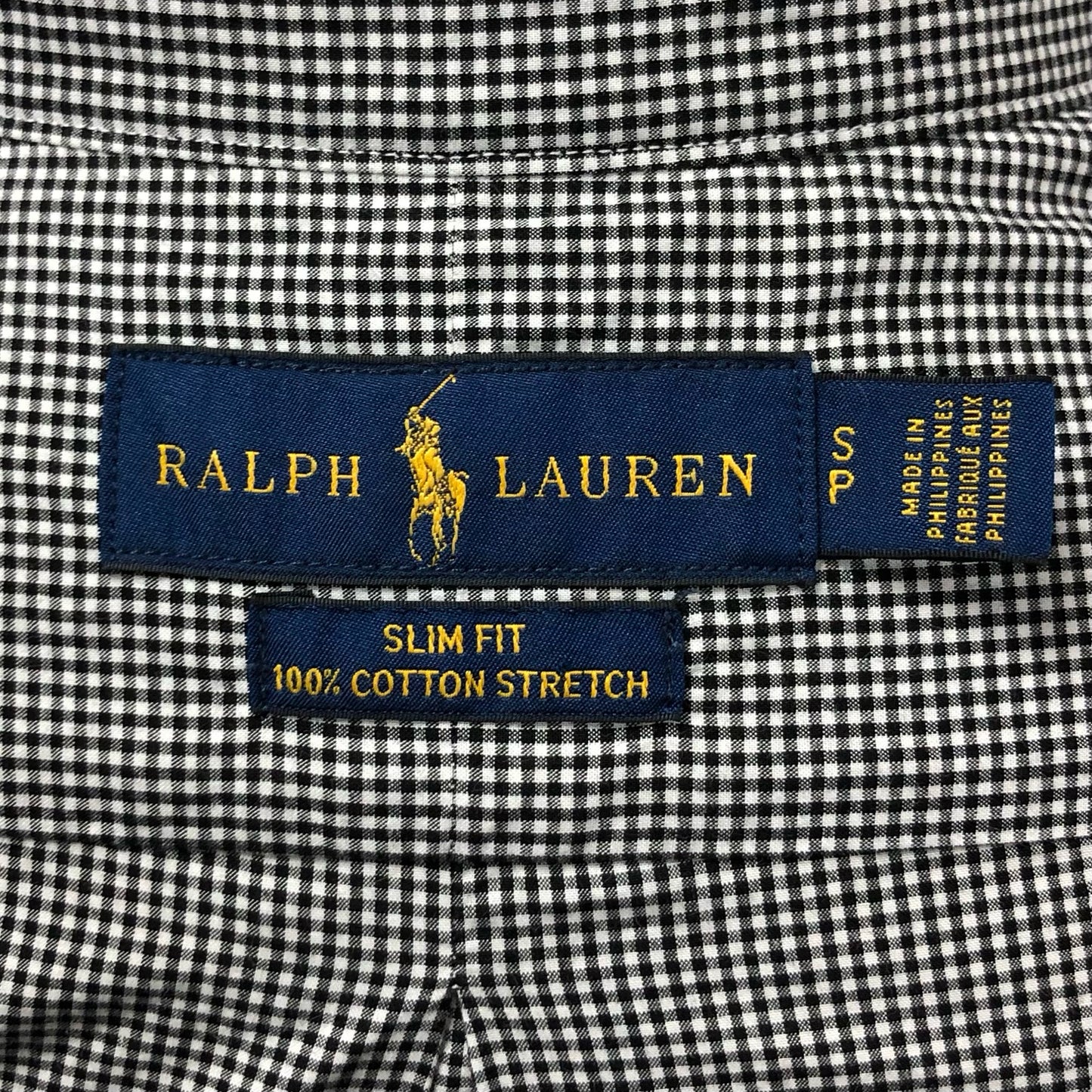 Camisa Polo Ralph Lauren 🏇🏼 con patron de cuadros finos negro y blanco Talla S Entalle Slim Fit