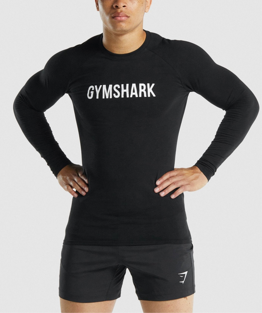 Camiseta de entrenamiento cuello redondo Gymshark 🏋🏽 color negro manga larga Talla Large