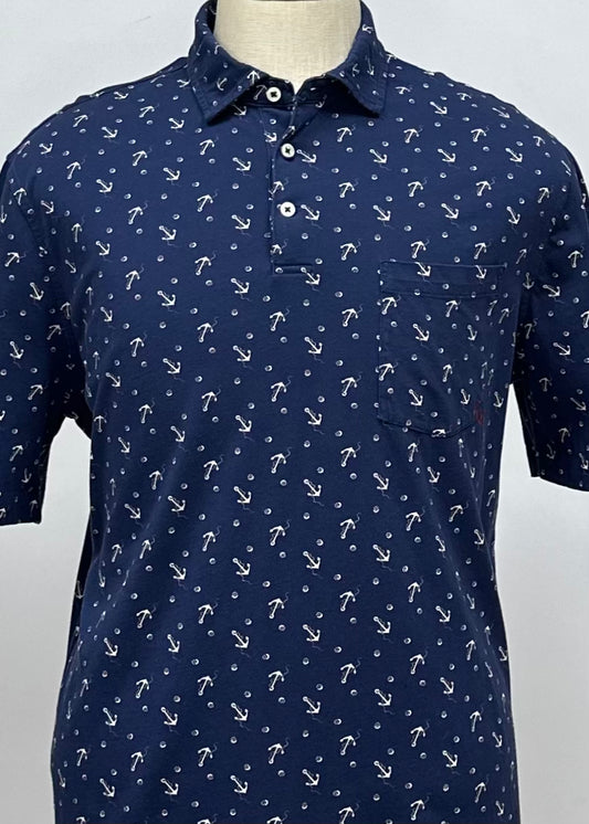 Camiseta Polo Ralph Lauren 🏇🏼 Color azul navy con diseño de anclas en color crema Talla L Entalle Regular (ver descripción)