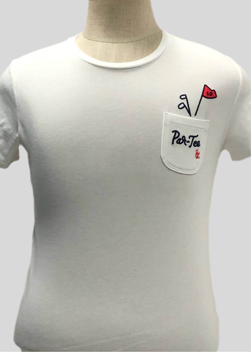 Camiseta cuello redondo de mujer Polo Ralph Lauren 🏇🏼 color blanco con diseño de Par-Tee en color azul navy y rojo Talla S y M Entalle Regular