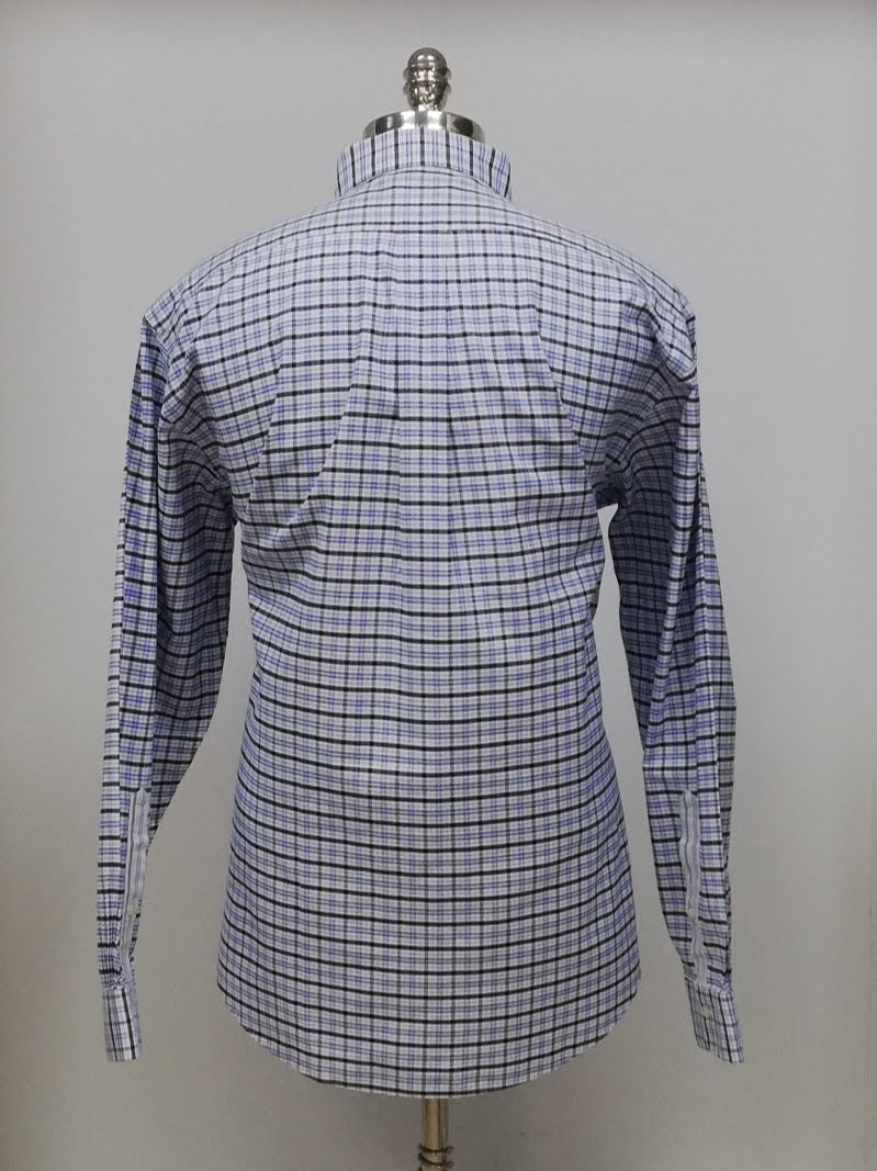 Camisa Brooks Brothers 🐑 color blanco con cuadros tartán en azul y negro Talla XL Entalle Regular