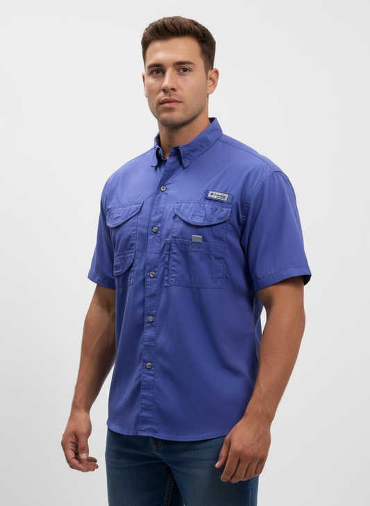 Camisa Columbia 🔹Modelo Superhead color morado con Omni Shade Manga corta Talla L