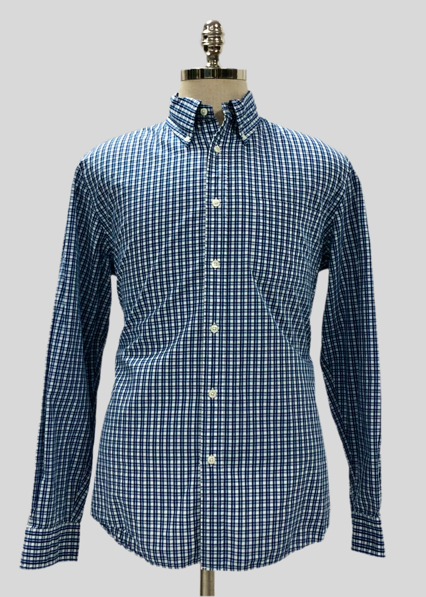 Camisa Brooks Brothers 🐑 color blanco con cuadros en azul Talla L Entalle Regular