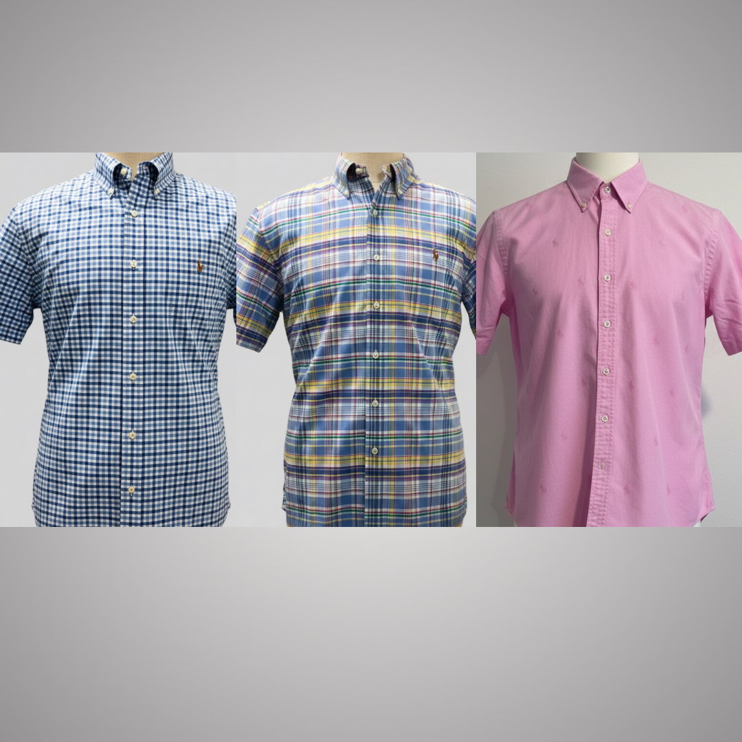 Camisa de botones Polo Ralph Lauren 🏇🏼 Oxford blanca de cuadros en color celeste y azul Talla XL Entalle Regular