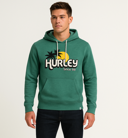 Sudadera Hoodie Hurley 🏄🏽‍♂️ color verde y logo en blanco Talla XS