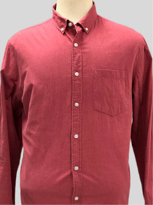 Camisa de botones Forever 21 color Rojo Talla L Entalle Regular