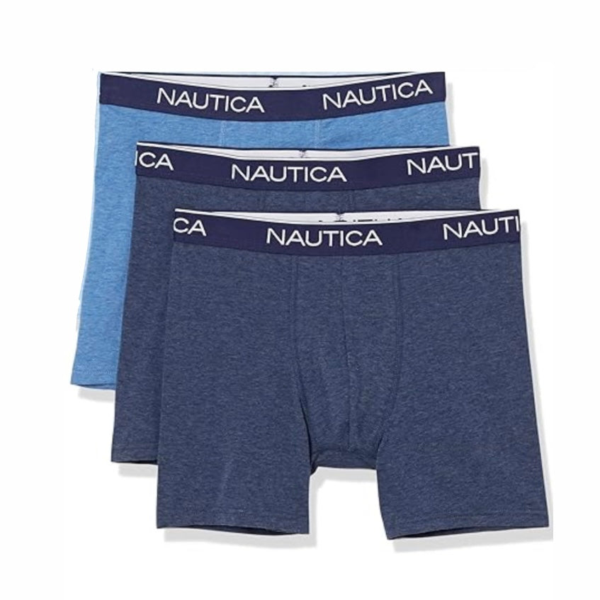 Paquete de 3 Boxers Briefs Nautica ⚓️ Tela de algodón stretch color azul Talla L