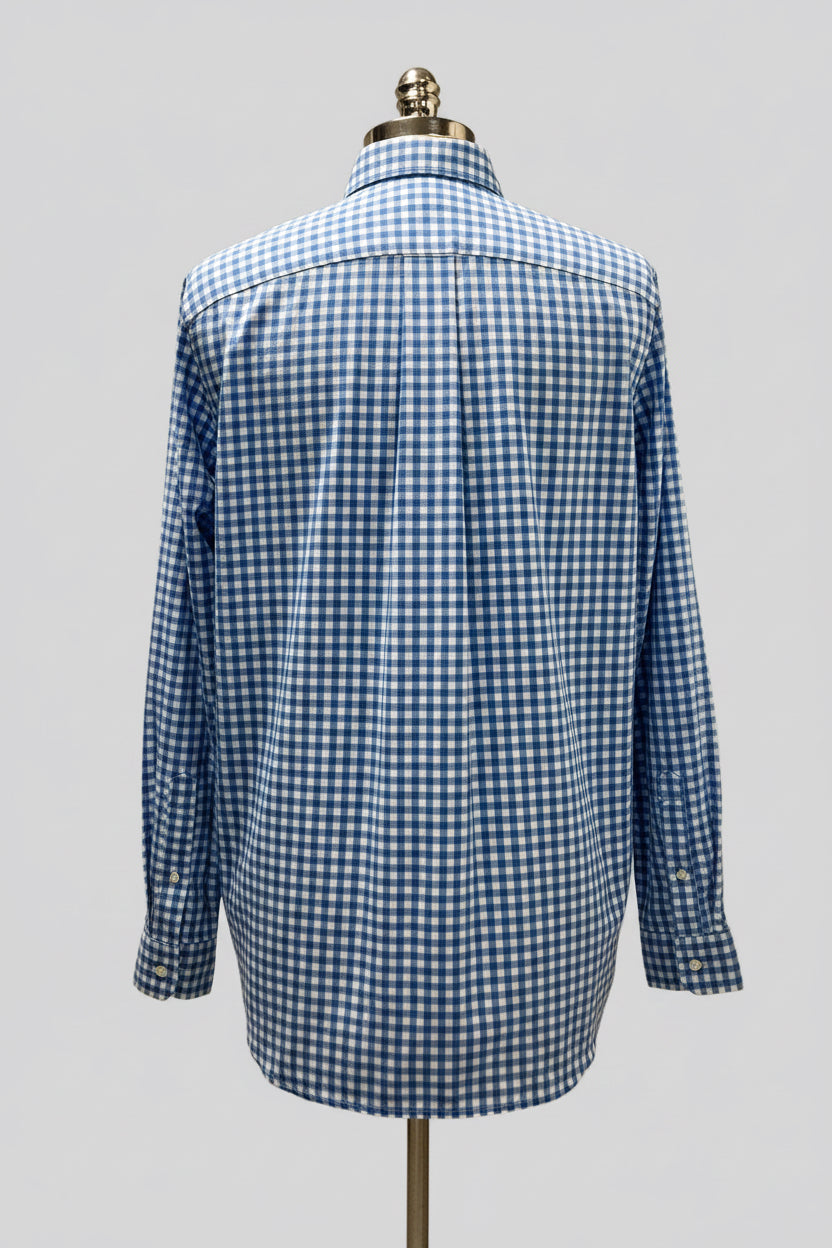 Camisa de botones Polo Ralph Lauren 🏇🏼 con patrón de cuadros gingham celeste y blanco Talla XL Entalle Clásico
