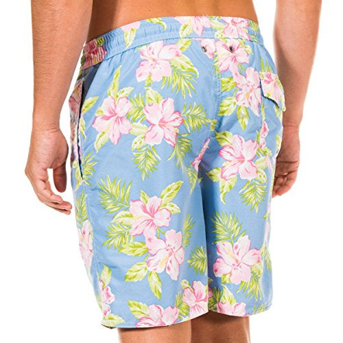 Short de baño Polo Ralph Lauren 🏇🏼color celeste con diseño floral en rosado talla XXL