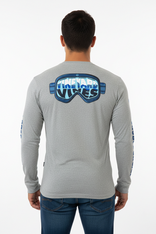 Camiseta cuello redondo Vineyard Vines 🐳 color gris claro con Diseño de lentes Talla M