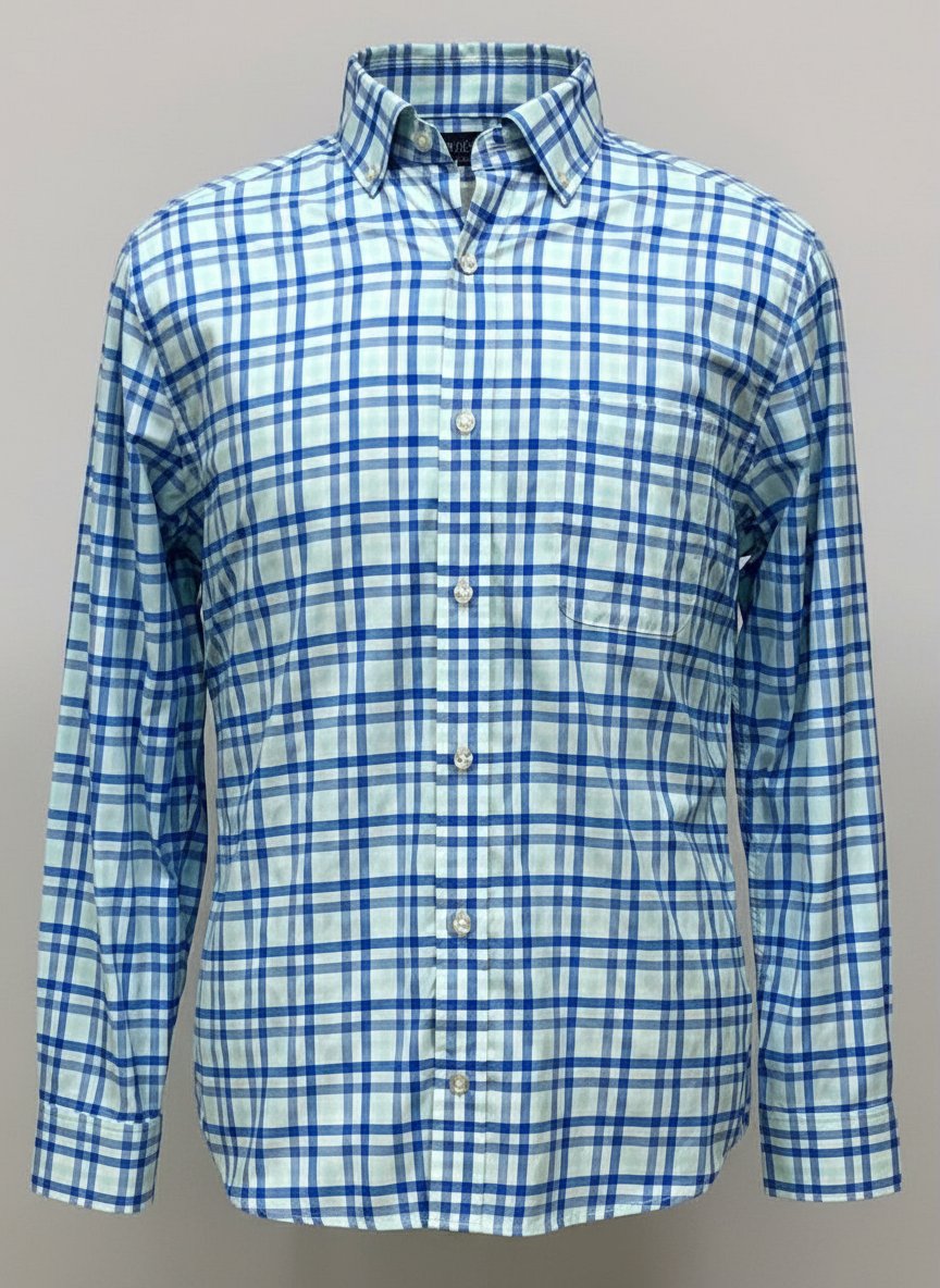 Camisa de botones Vineyard Vines 🐳 Performance con patrón de cuadros en color celeste, azul y blanco Talla M Entalle Clásico