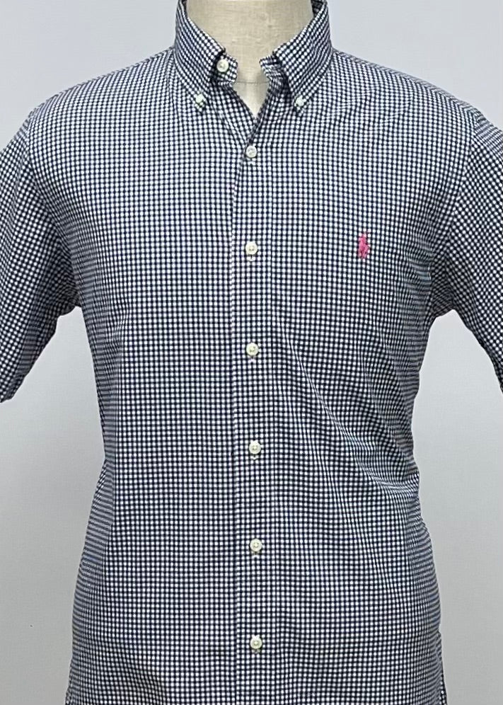 Camisa Polo Ralph Lauren 🏇🏼 con patron de cuadros gingham negro y blanco Talla M Entalle Regular