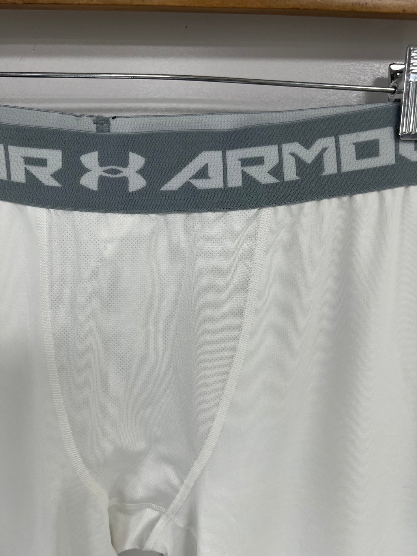 Mallas de entrenamiento Under Armour 🏋🏽 Pro Dri-FIT para hombre en Color blanco y cintura gris Talla XXL