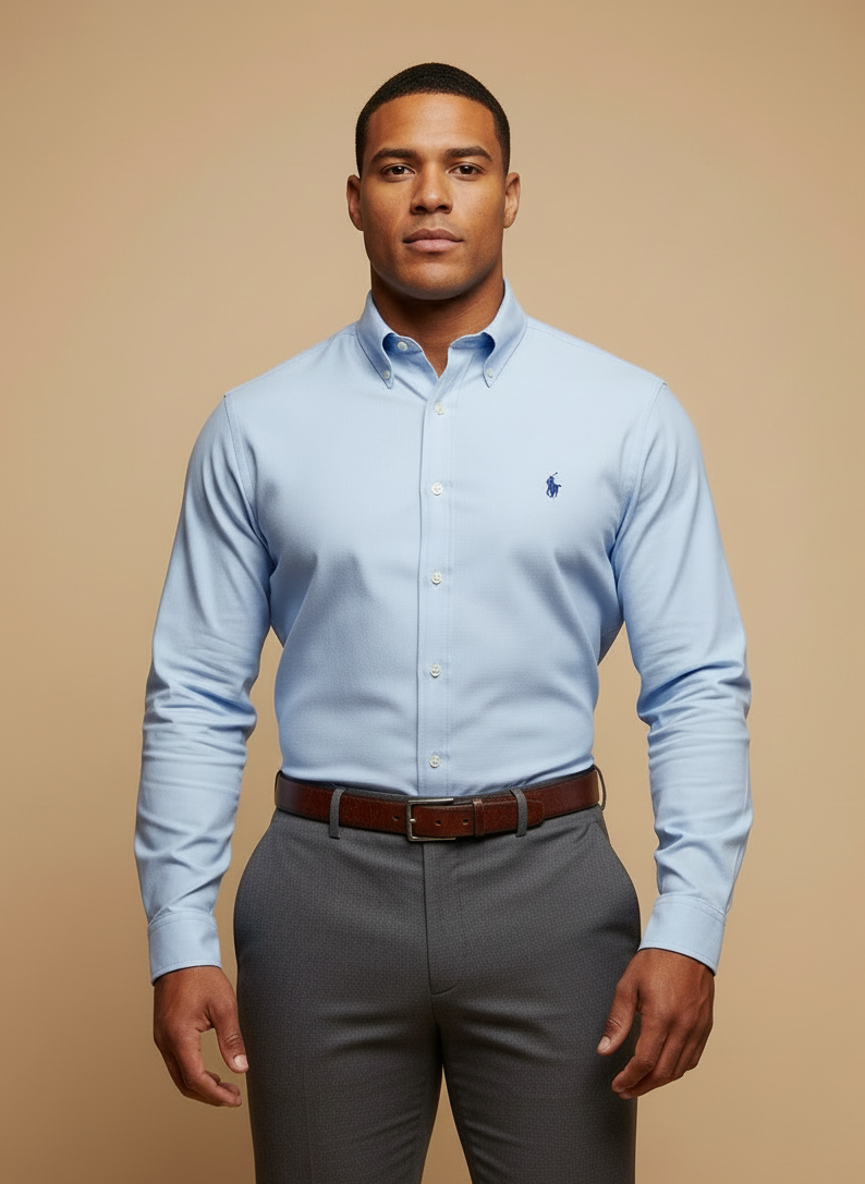 Camisa de botones Polo Ralph Lauren 🏇🏼 color celeste Talla L Entalle Regular