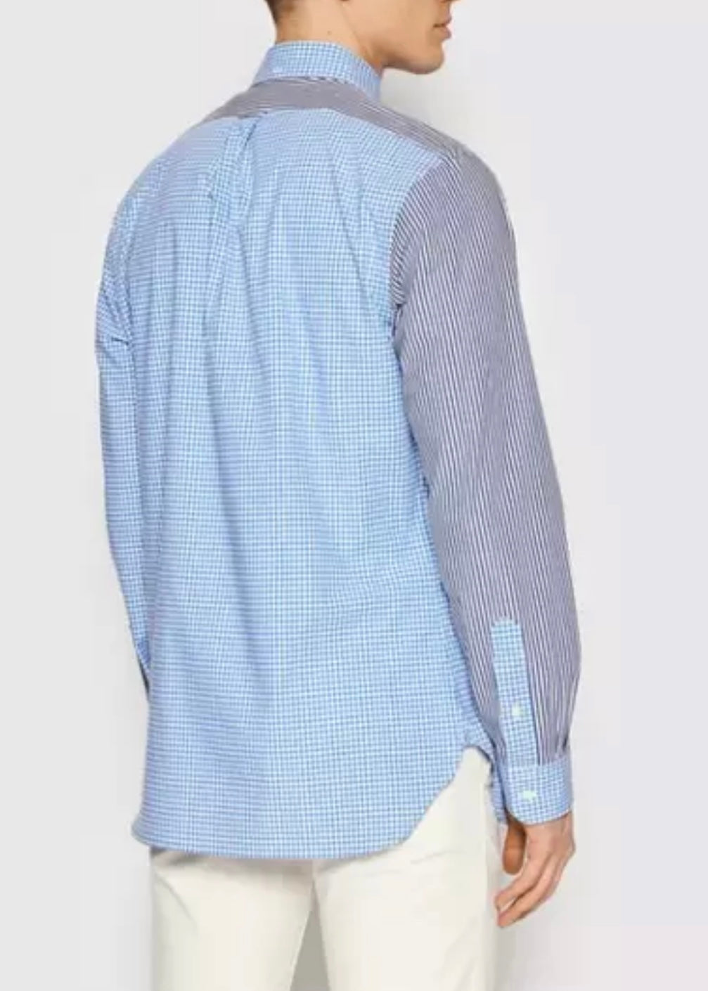 Camisa Polo Ralph Lauren 🏇🏼 con diseño de cuadros y rayas en color azul y gris Talla XXL Entalle Clásico