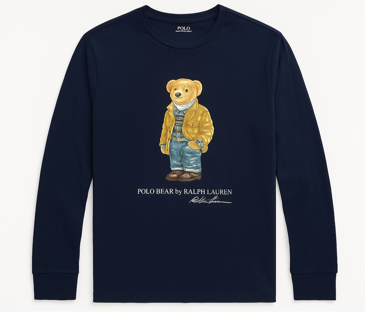 Camiseta cuello redondo Polo Ralph Lauren 🏇🏼 color azul navy con diseño de polo bear Talla M Entalle Regular