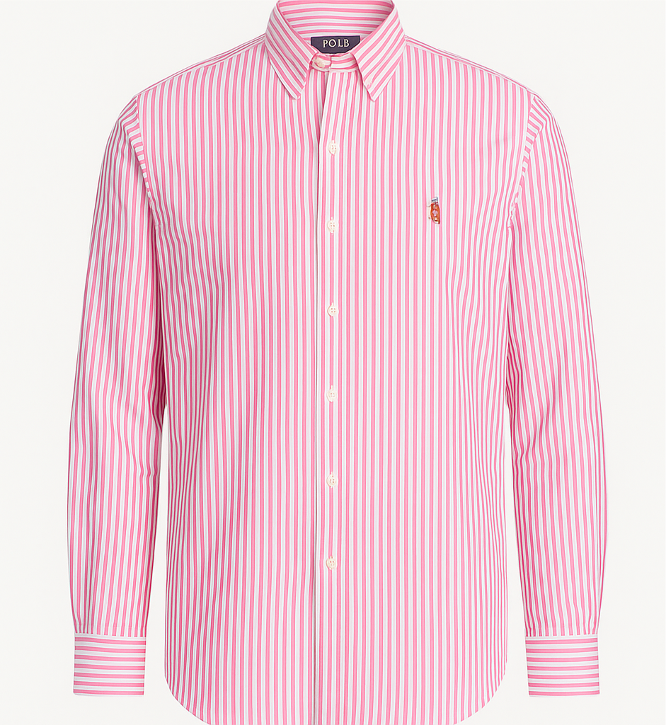 Camisa de botones Polo Ralph Lauren 🏇🏼 con patrón de rayas en color rosado y blanco Talla XL Entalle Clásico