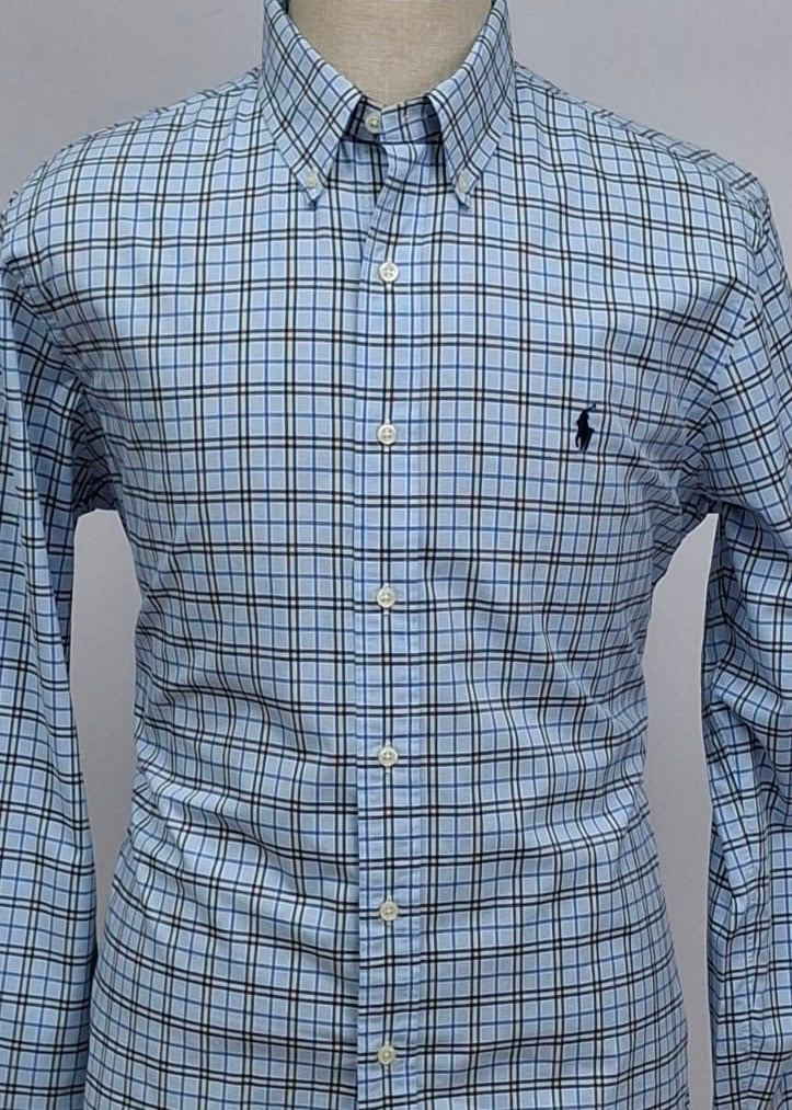 Camisa Polo Ralph Lauren 🏇🏼 de cuadros en color celeste, azul y amarillo Talla L Entalle Slim Fit