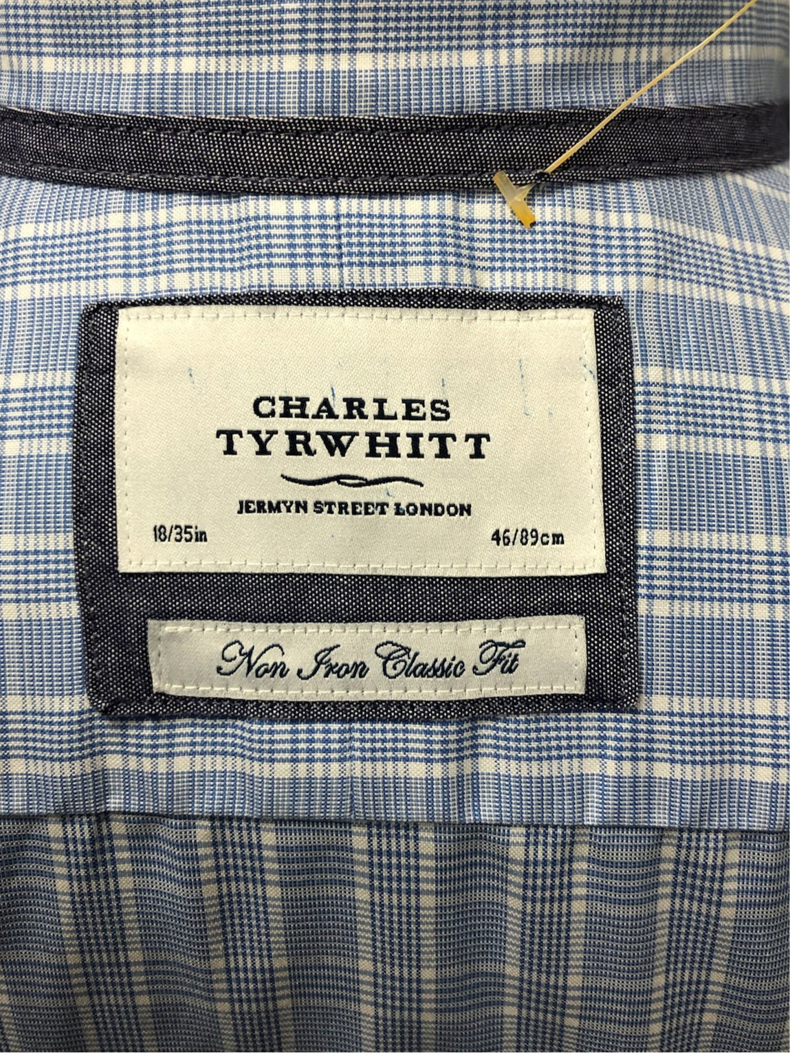 Camisa de botones Charles Tyrwhitt 🇬🇧 de cuadros azul, negro y blanco Talla XXL Entalle Clásico