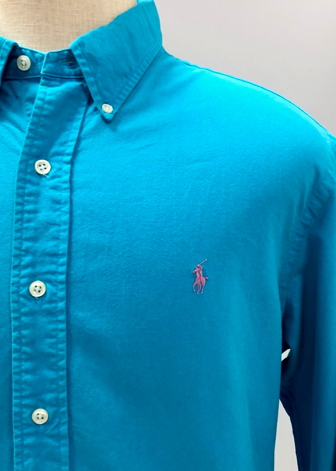 Camisa de botones Polo Ralph Lauren 🏇🏼 Oxford en color turquesa Talla XL Entalle Custom (ver descripción)