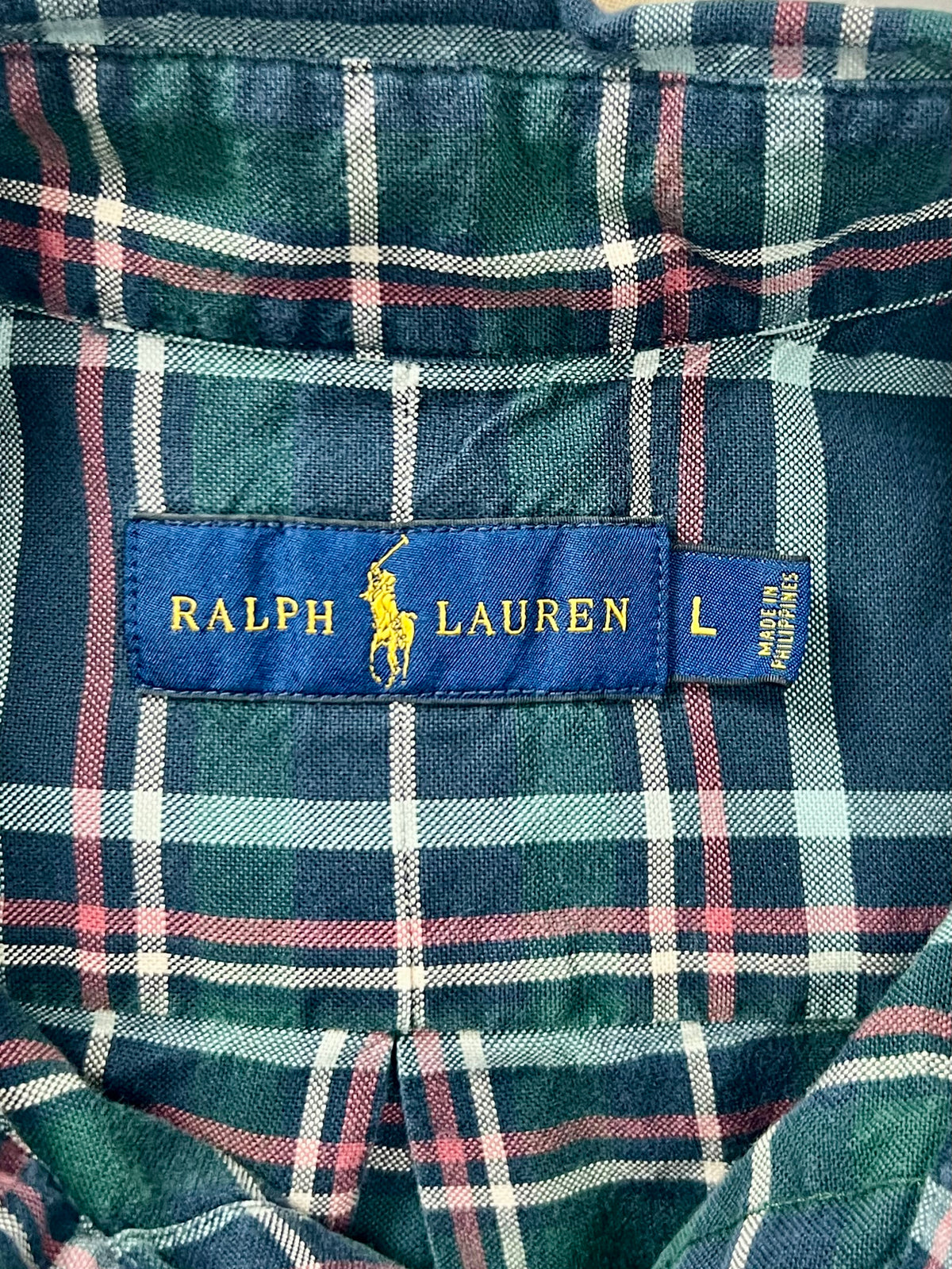 Camisa Polo Ralph Lauren 🏇🏼 de cuadros tartán en color verde oscuro, rojo y amarillo Talla L Entalle Regular