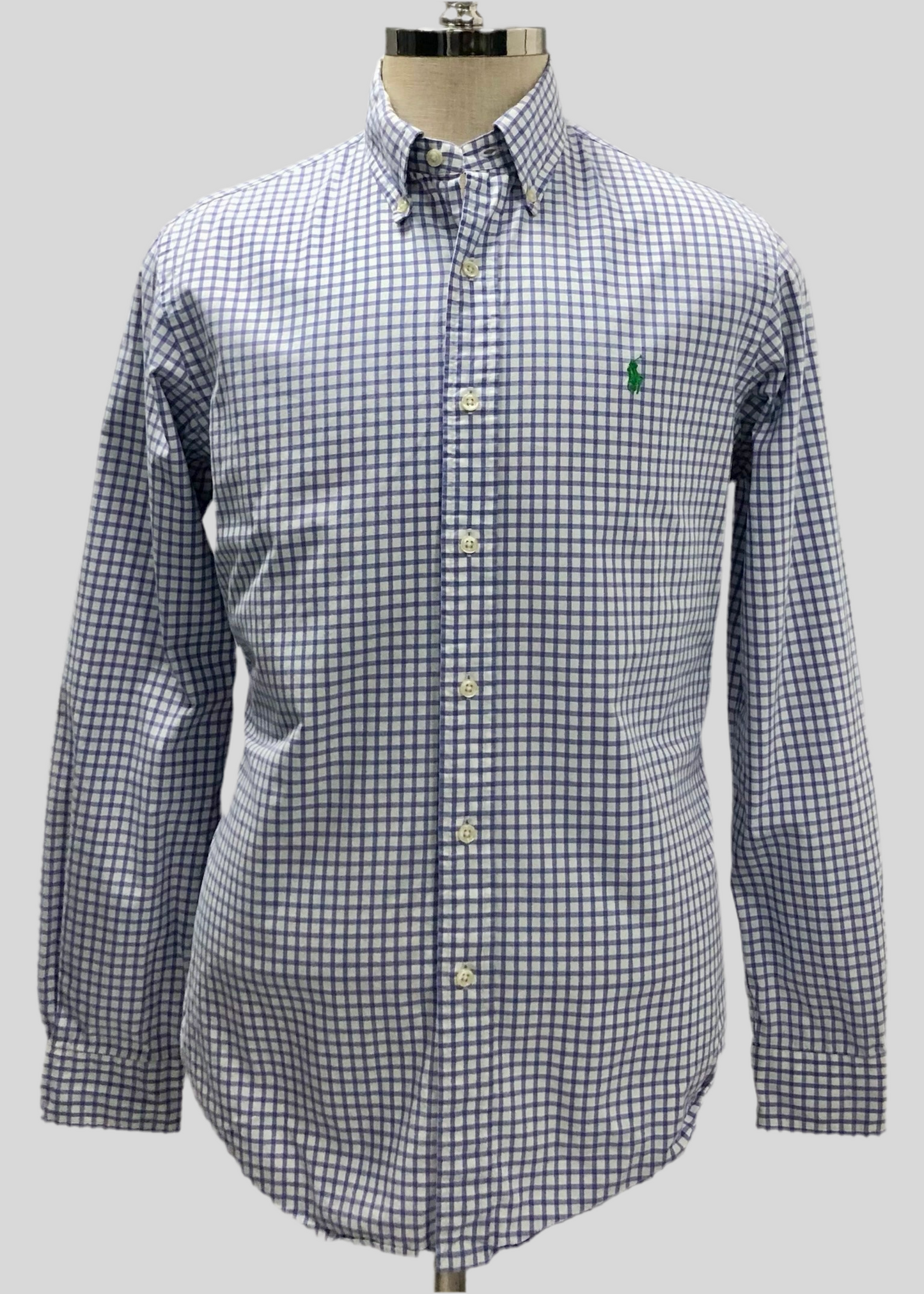 Camisa de botones Polo Ralph Lauren 🏇🏼 color blanco de cuadro azul Talla M Entalle Regular
