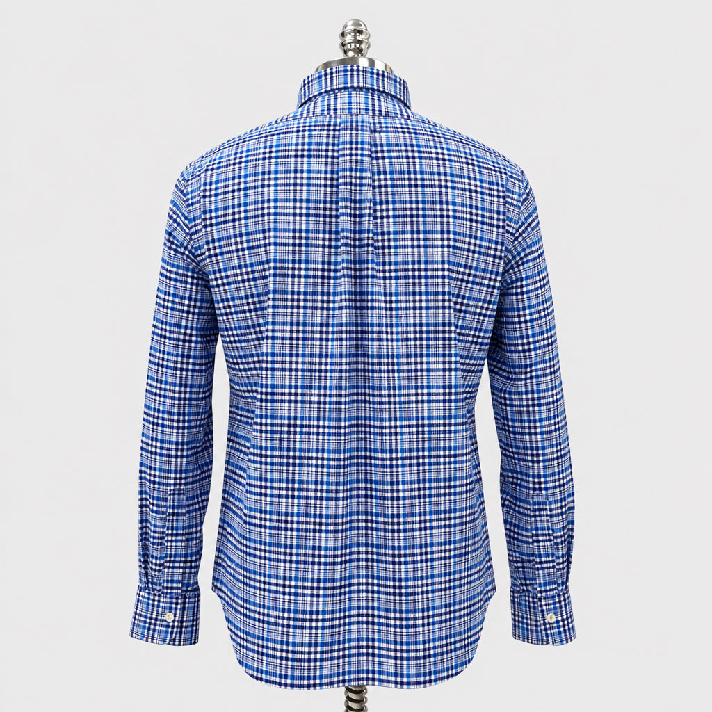 Camisa Polo Ralph Lauren 🏇🏼 de cuadros tartán azul navy y blanco Talla L Entalle Clásico