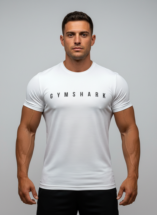 Camiseta de entrenamiento cuello redondo Gymshark 🏋🏽 color blanco manga corta Talla XL