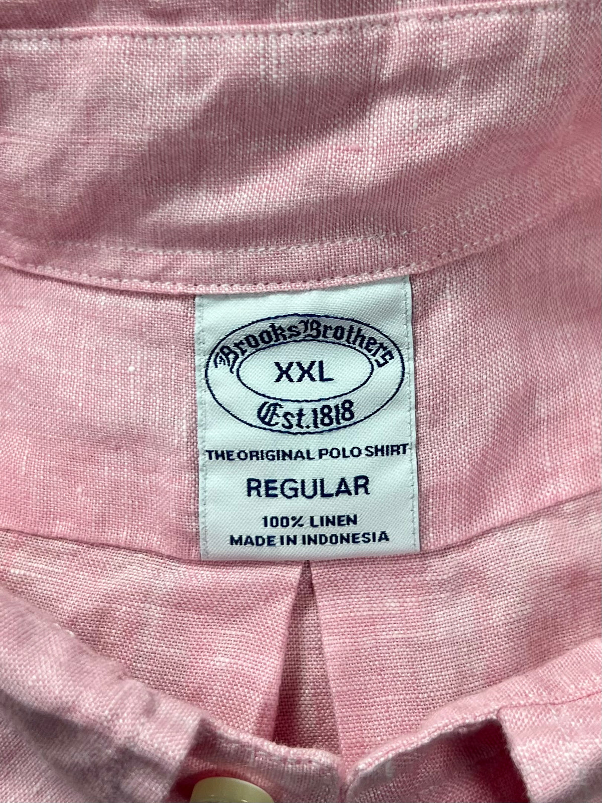 Camisa Brooks Brothers 🐑 De lino color rosado claro Talla XXL Entalle Regular