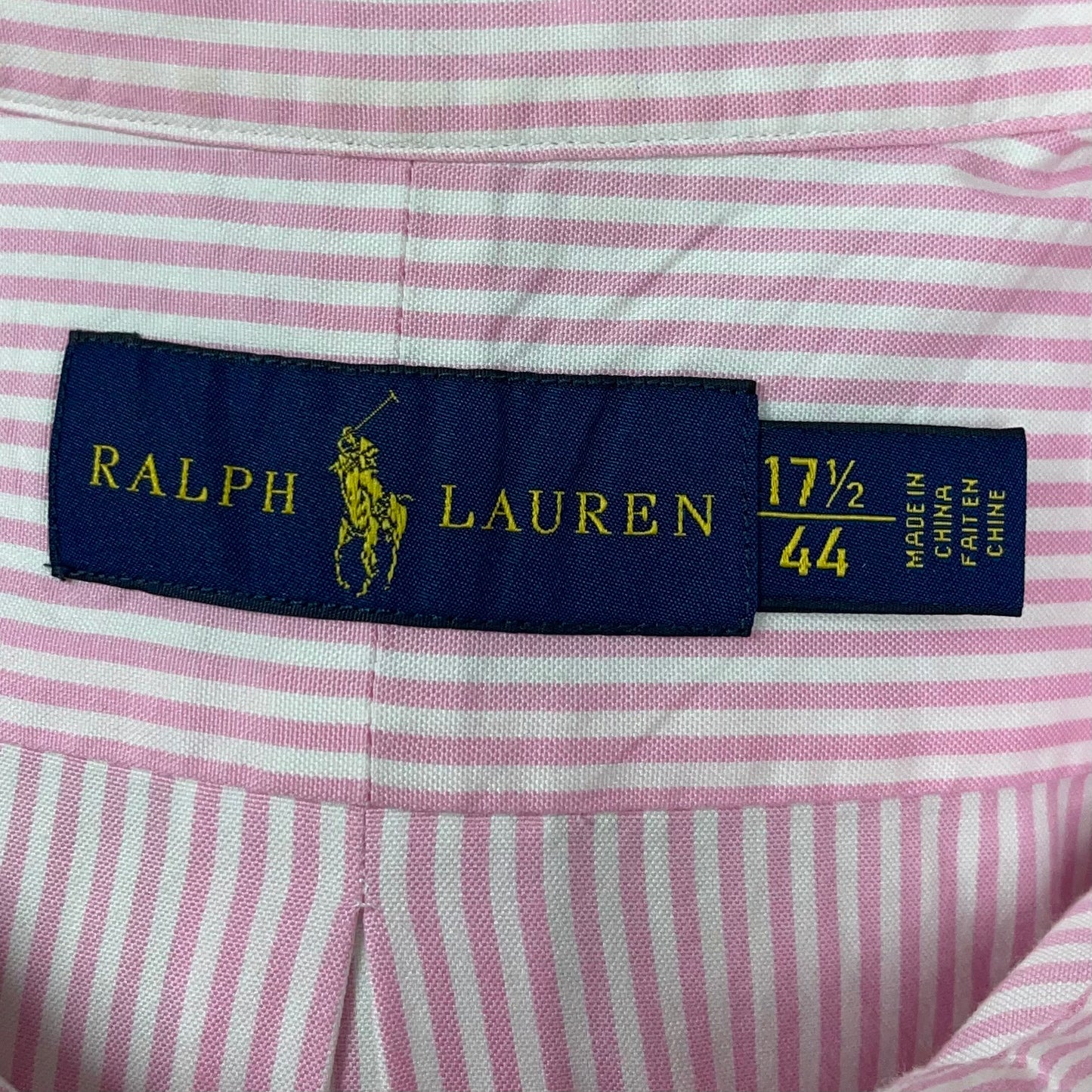 Camisa Polo Ralph Lauren 🏇🏼 con patron de rayas en color rosado y blanco Talla XL Entalle Regular