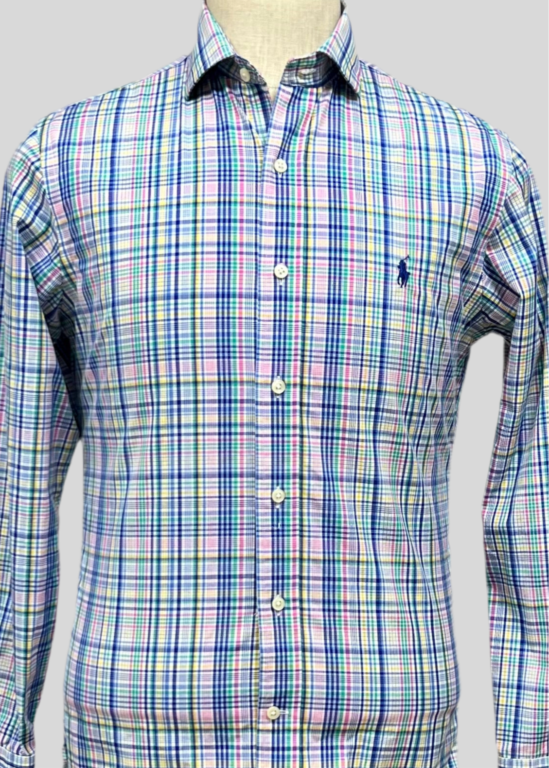 Camisa Polo Ralph Lauren 🏇🏼 con patron de cuadros tartan multicolor Talla M Entalle Slim Fit