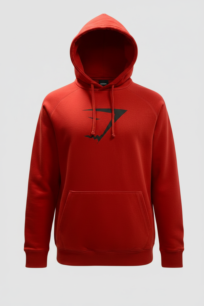 Sudadera Hoodie con capucha Gymshark 🏋🏽 color rojo naranja y logo negro Talla XL