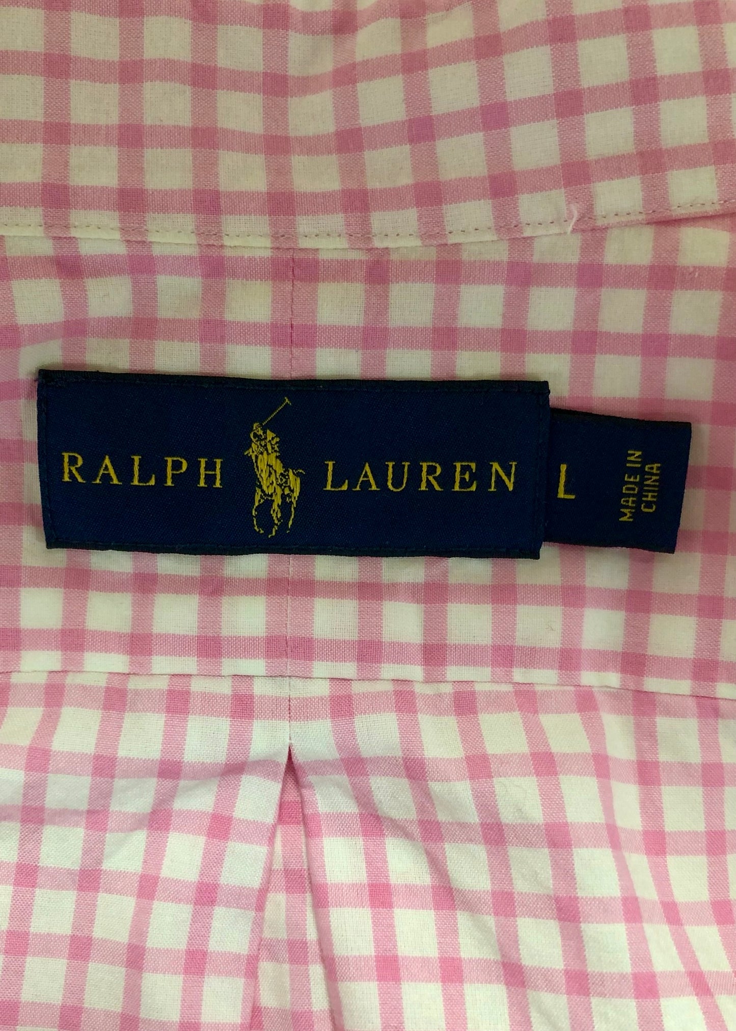 Camisa Polo Ralph Lauren 🏇🏼 de cuadros rosado y blanco Talla L Entalle Regular