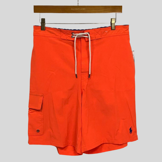 Short de baño Polo Ralph Lauren 🏇🏼 color naranja con logo en azul navy talla S