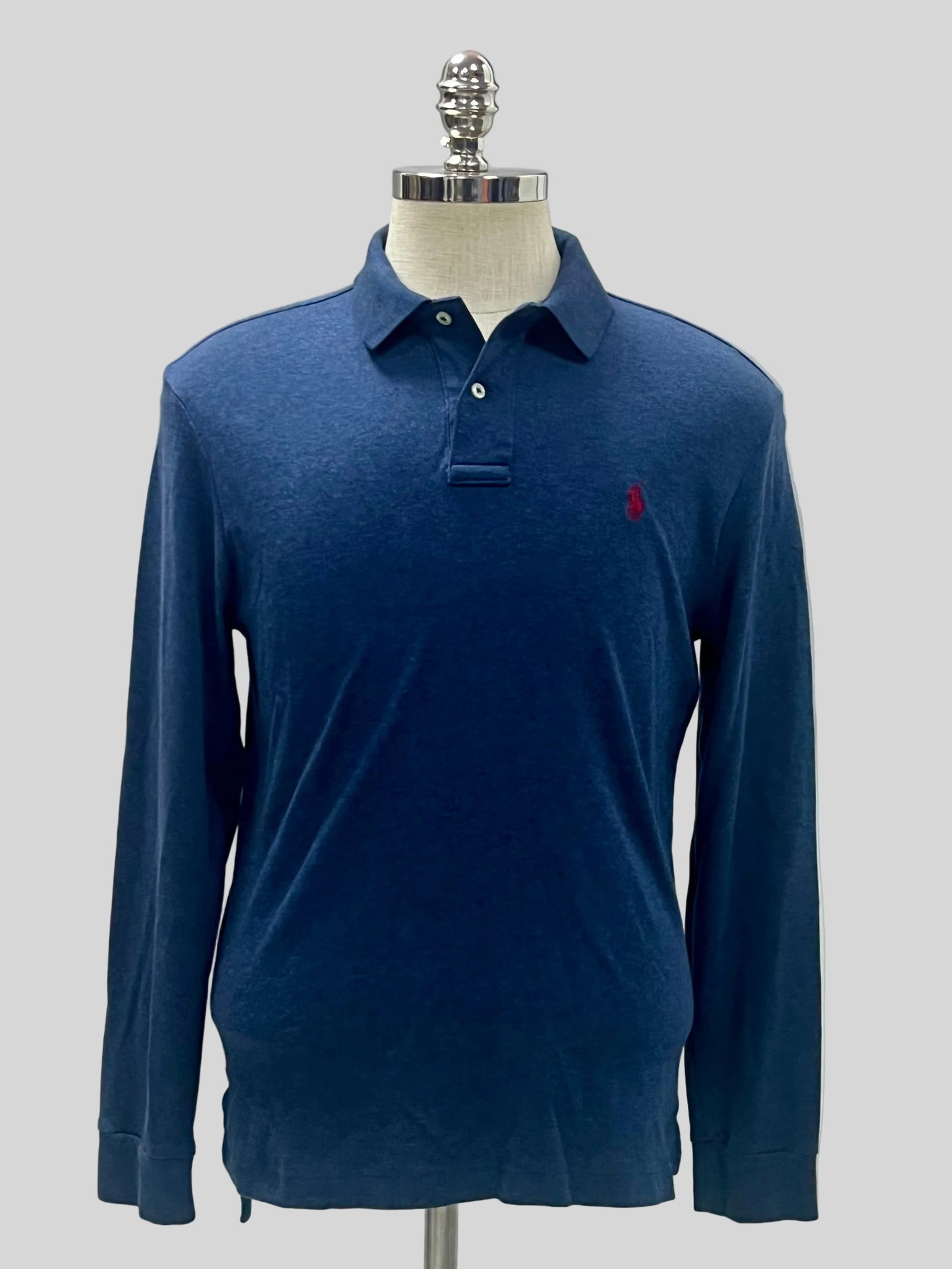 Camiseta Polo Ralph Lauren 🏇🏼 color azul grisáceo manga larga Talla L Entalle Regular