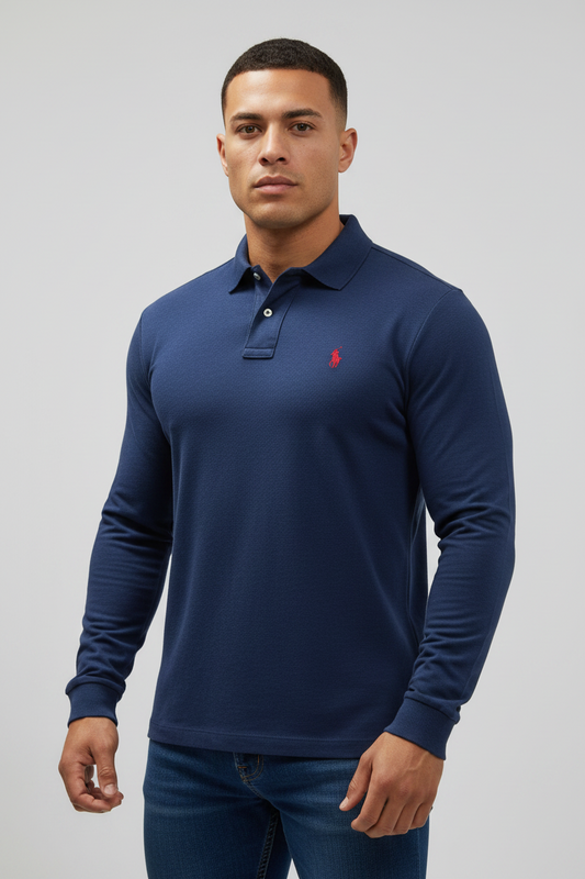 Camiseta Polo Ralph Lauren 🏇🏼 color azul grisáceo manga larga Talla L Entalle Regular