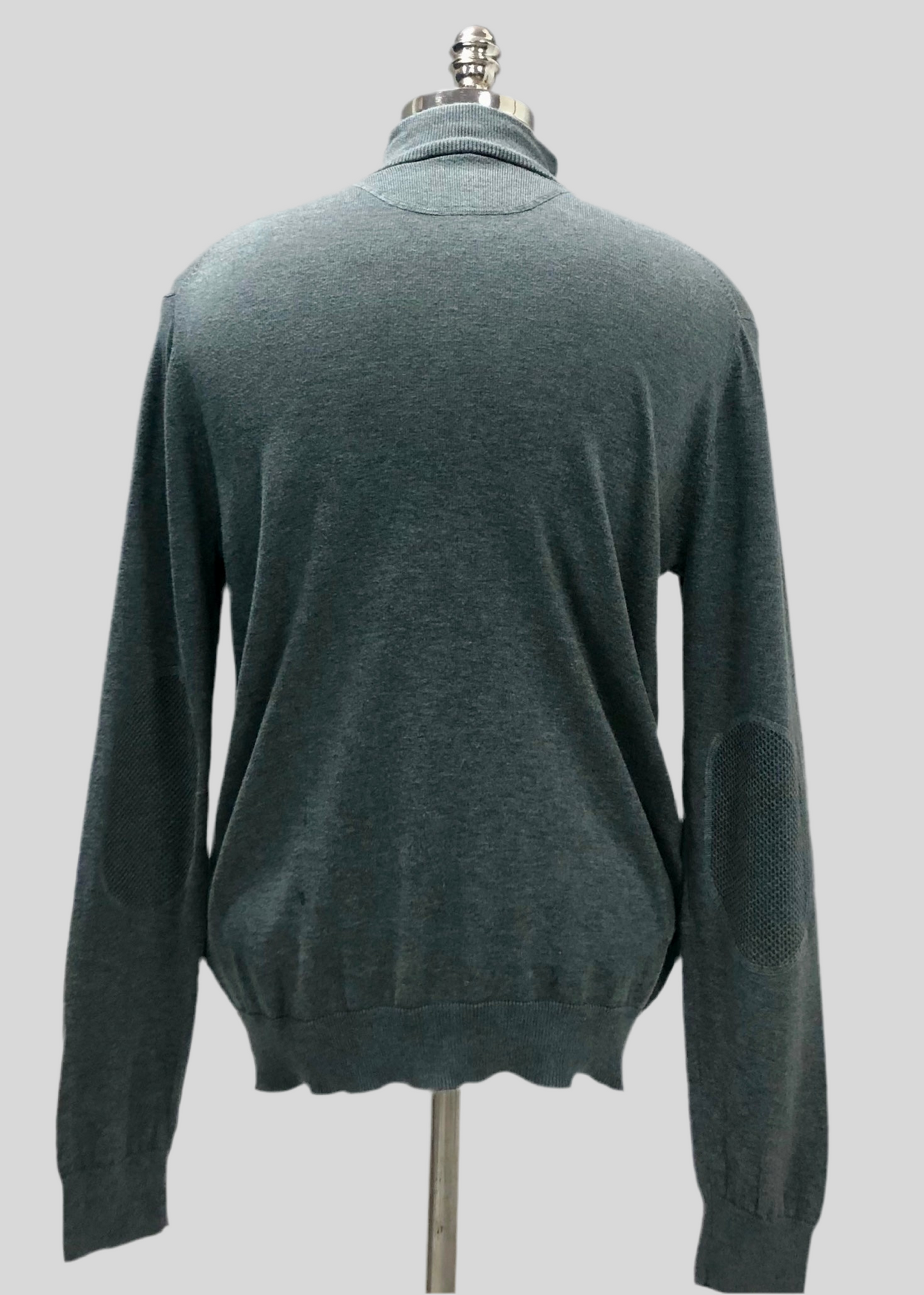 Sueter Jersey Lacoste 🐊 color gris claro con logo azul navy Tela algodón Pima Talla L