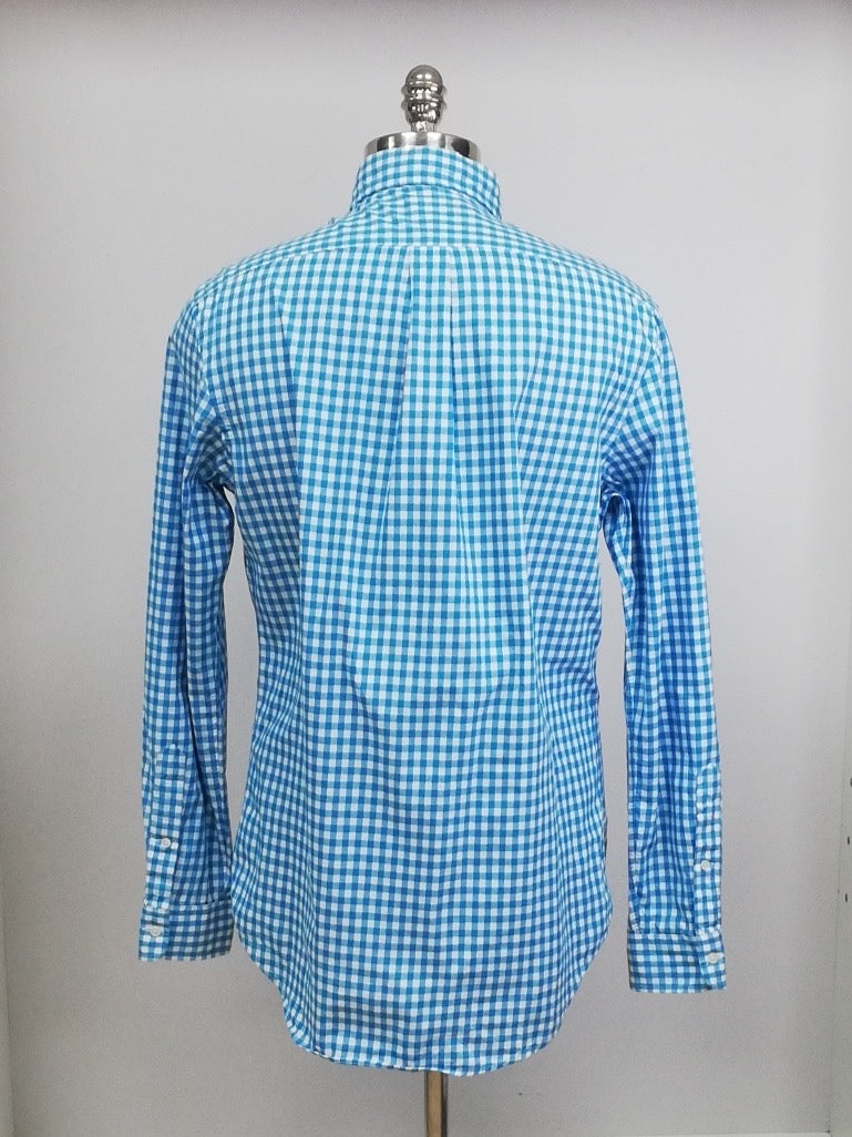 Camisa Polo Ralph Lauren 🏇🏼 con patrón de cuadros gingham turquesa y blanco Talla M Entalle Regular