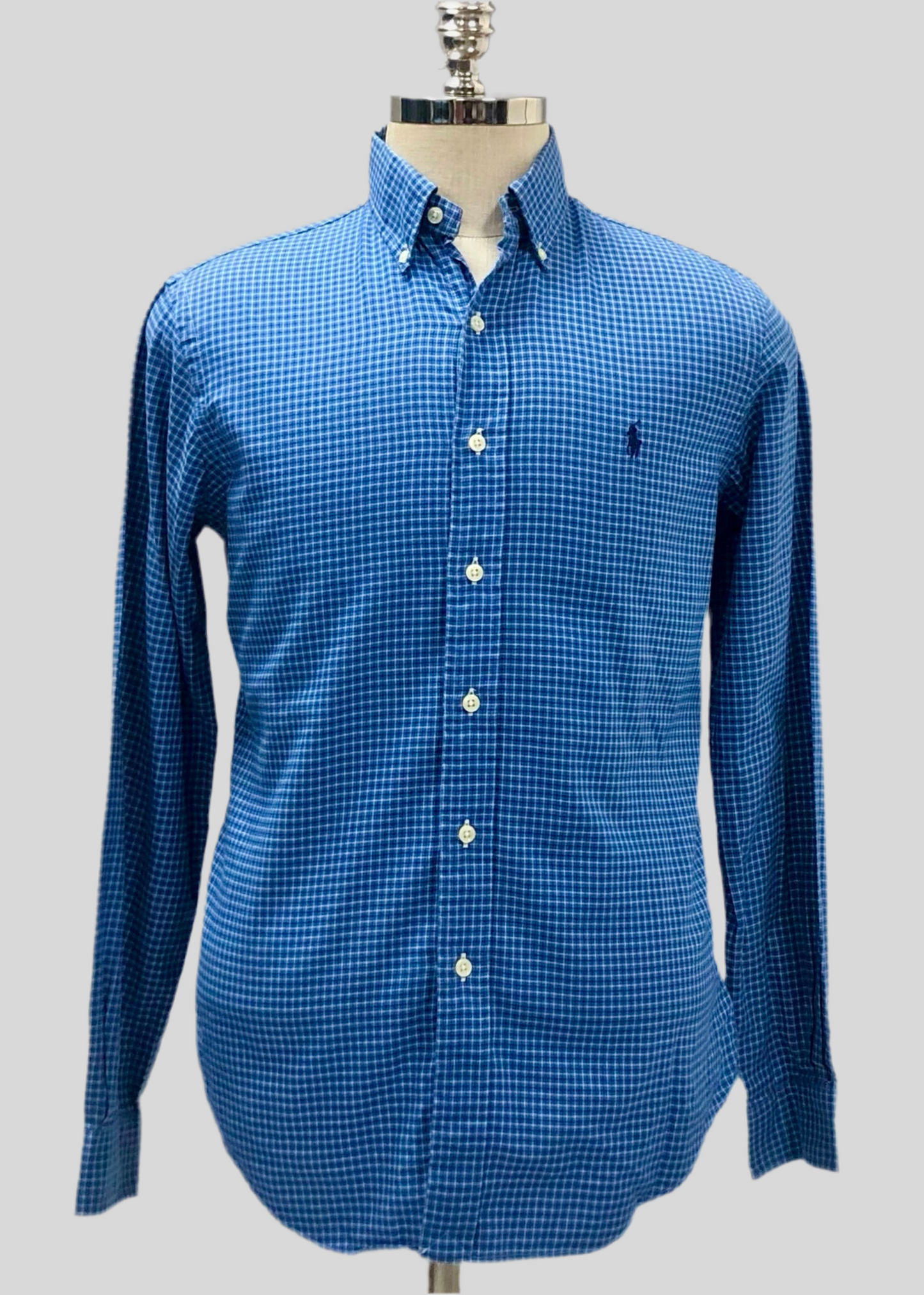 Camisa de botones Polo Ralph Lauren 🏇🏼 color azul de cuadros en color azul navy y blanco Talla S Entalle Regular