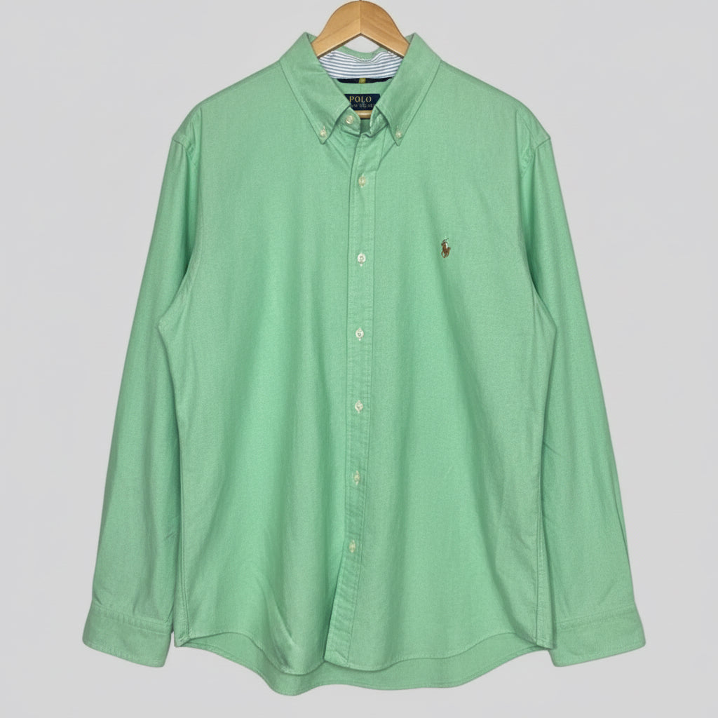 Camisa de botones Polo Ralph Lauren 🏇🏼 Oxford en color verde claro Talla XL Entalle Custom Fit