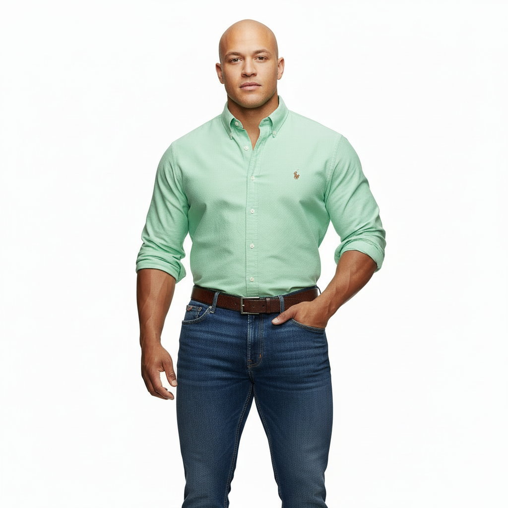 Camisa de botones Polo Ralph Lauren 🏇🏼 Oxford en color verde claro Talla XL Entalle Custom Fit