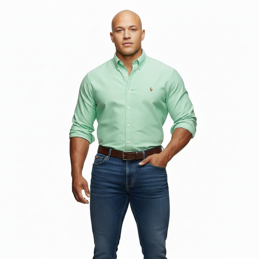 Camisa de botones Polo Ralph Lauren 🏇🏼 Oxford en color verde claro Talla XL Entalle Custom Fit