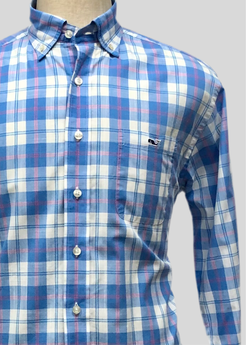 Camisa de botones Vineyard Vines 🐳 de cuadros en color azul, rojo y blanco Talla M Entalle Clásico