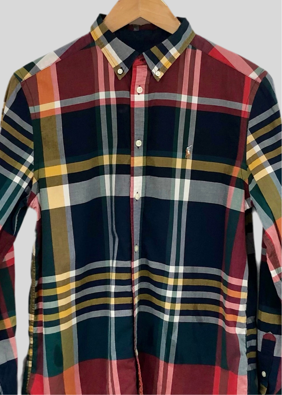 Camisa de niño Polo Ralph Lauren 🏇🏼 color patron de cuadros en rojo, verde, amarillo y blanco Talla XL (18-20) Entalle Regular