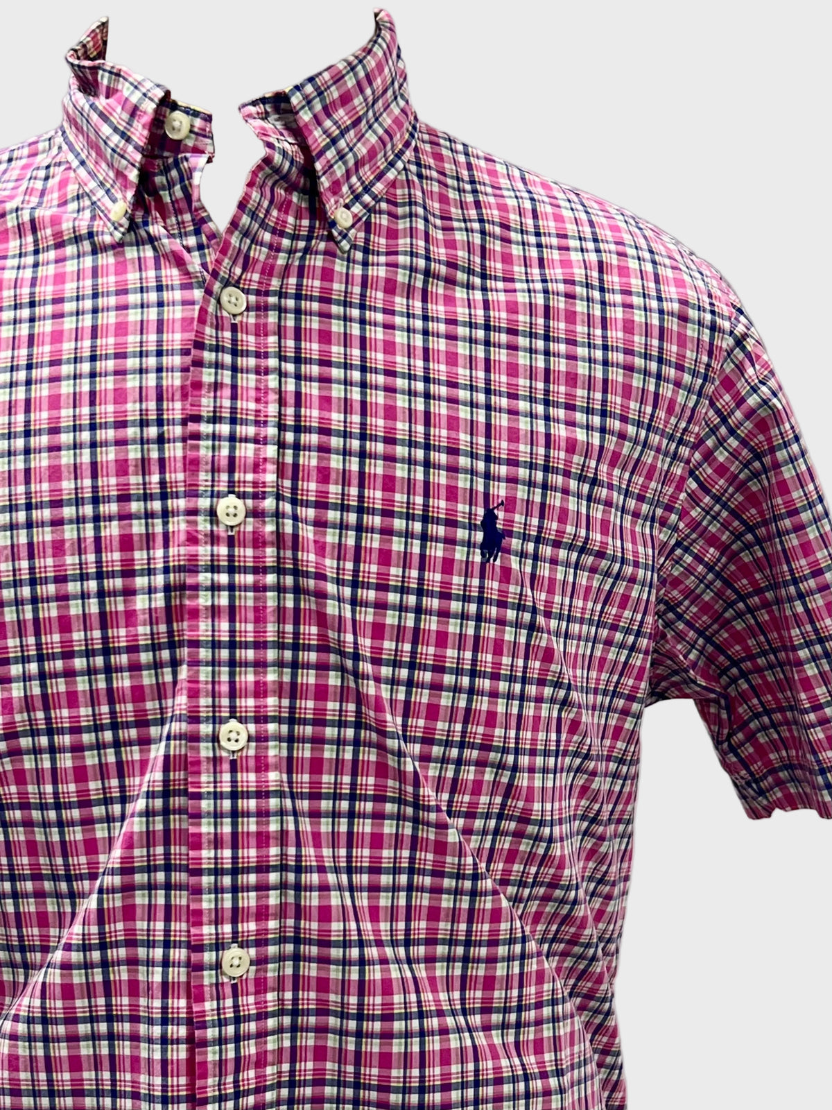 Camisa de botones Polo Ralph Lauren 🏇🏼 de cuadros en rosado, azul navy y blanco Talla L Entalle Regular