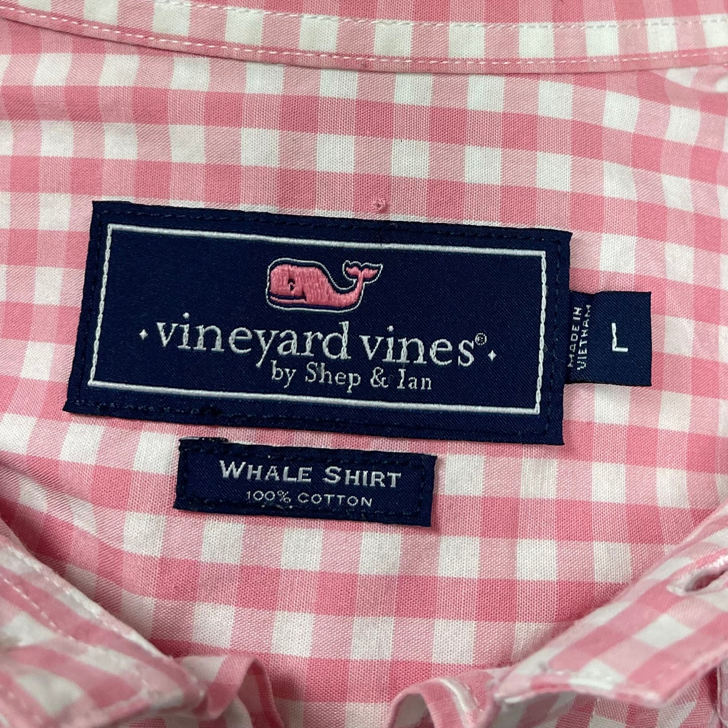 Camisa de cuadros Vineyard Vines 🐳 de cuadros gingham en color rosado y blanco Talla L Entalle Regular