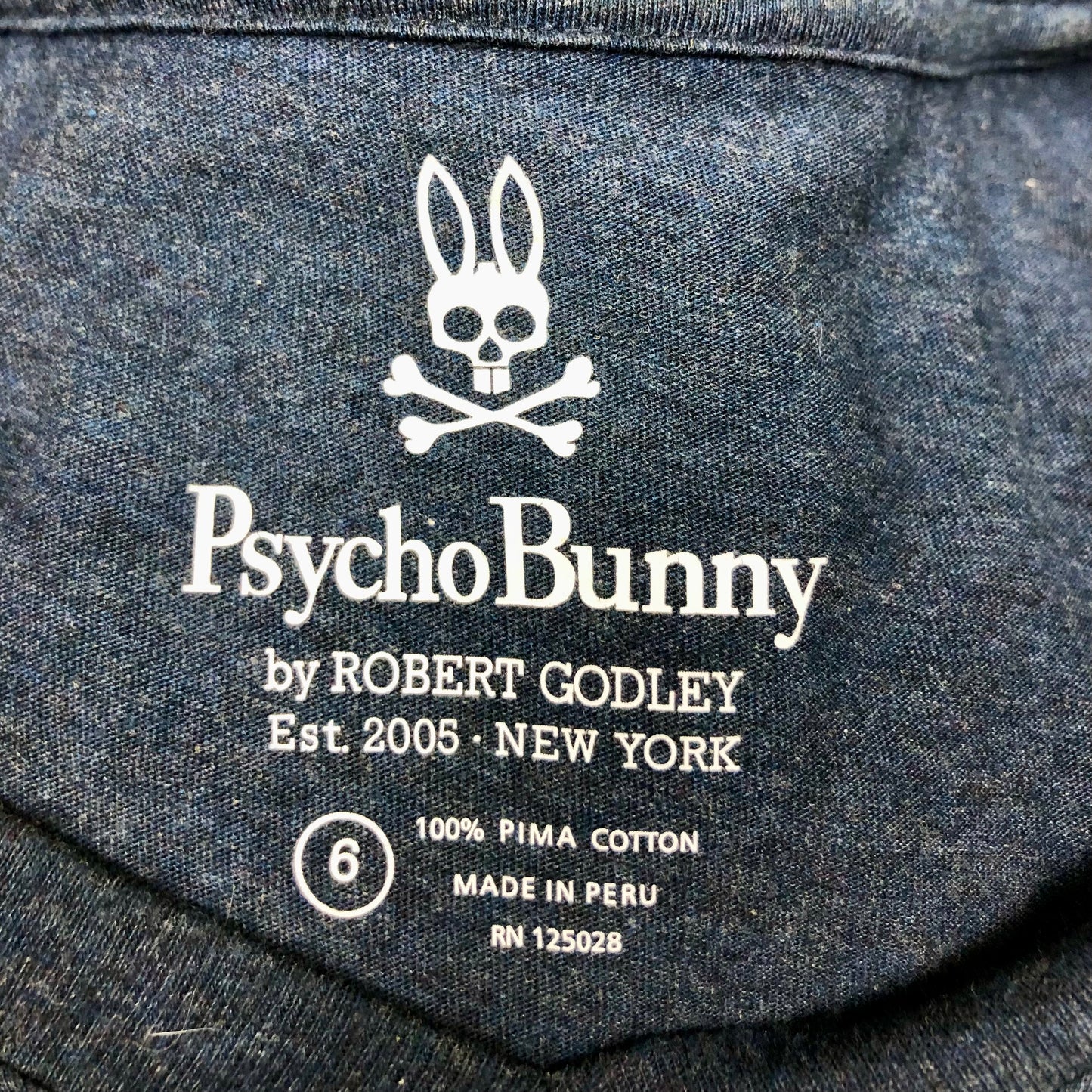 Camiseta cuello V Psycho Bunny 🐰 color azul grisáceo con logo tradicional bordado Talla L