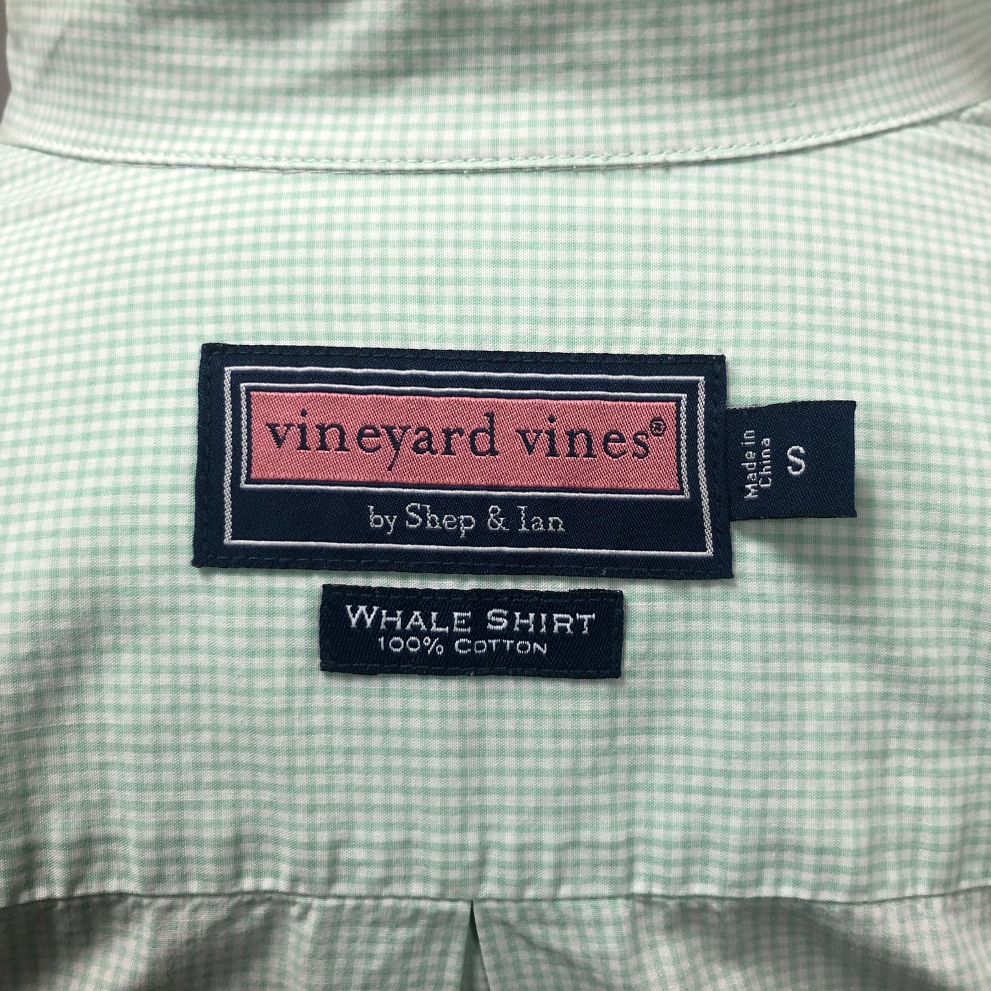 Camisa de botones Vineyard Vines 🐳 de cuadros finos en color verde claro y blanco Talla M Entalle Regular (ver descripción)