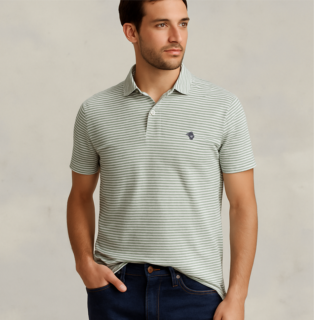 Camiseta Polo Ralph Lauren 🏇🏼 de rayas en color gris y blanco Talla L Entalle Clásico