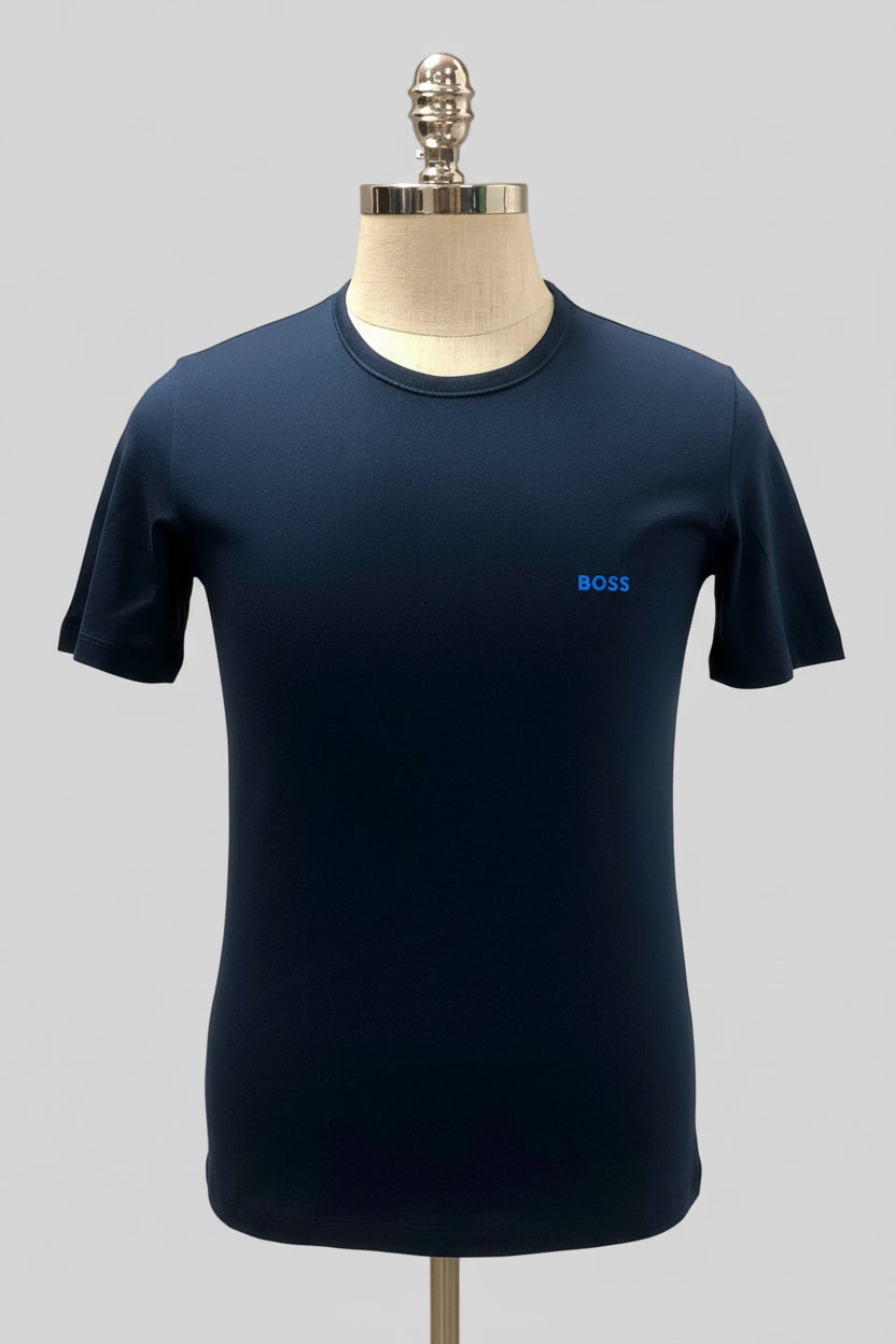 Camiseta cuello redondo Hugo Boss 🇩🇪 Tela algodón color azul navy Talla S